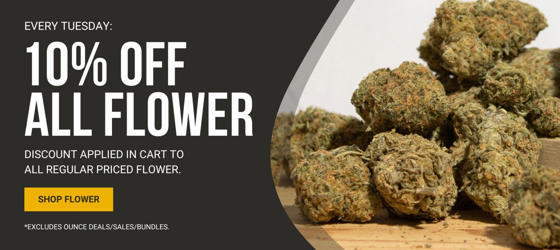 10% off Flower - Every Tuesday The High Club Canada - 10% Off All Flower Banner