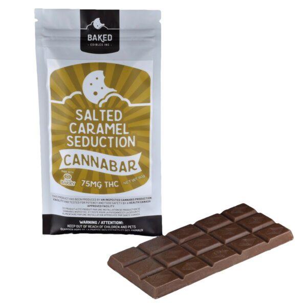 Baked Edibles – Chocolate Bar – Salted Caramel Seduction 75mg THC | The High Club Canada