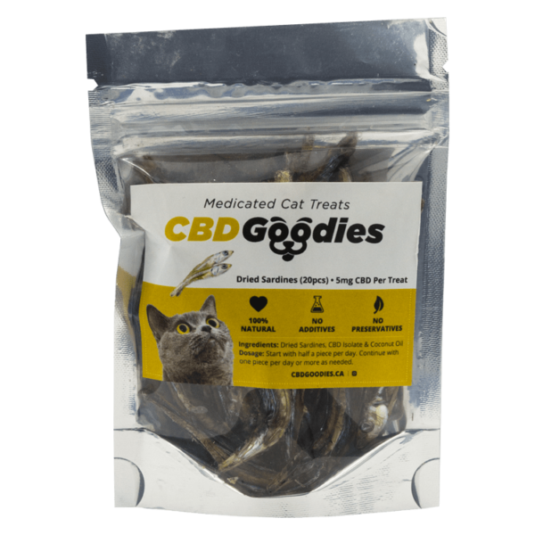 CBD Goodies – Medicated Cat Treats – Dried Sardines – 100mg CBD | The High Club Canada