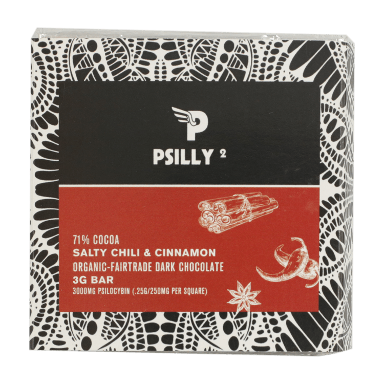 Psilly – Dark Chocolate Bar – Salty Chili & Cinnamon | The High Club Canada Psilly – Dark Chocolate Bar – Salty Chili & Cinnamon | The High Club Canada