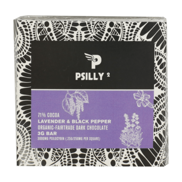 Psilly – Dark Chocolate Bar – Lavender & Black Pepper | The High Club Canada