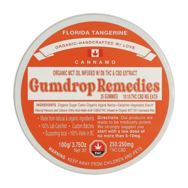 Gumdrop Remedies – Florida Tangerine 1:1 Gummies – 250mg THC/250mg CBD | The High Club Canada