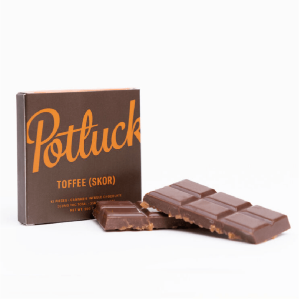 Potluck – Infused Chocolate – Toffee (Skor) – 300mg THC | The High Club Canada