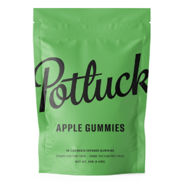 Potluck Extracts – Apple Gummies (1:1) – 100mg THC / 100mg CBD | The High Club Canada